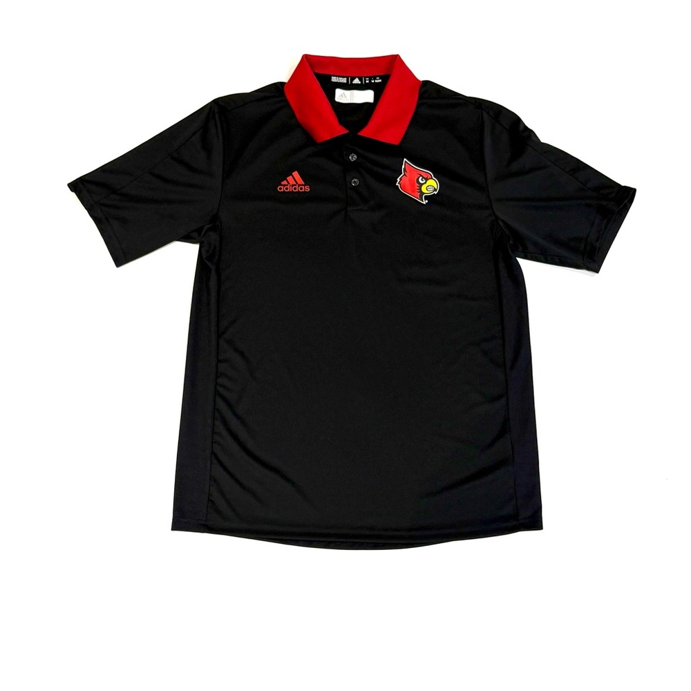 adidas Louisville Cardinals NCAA Climalite Athletic  Black/Red Polo Shirt Medium